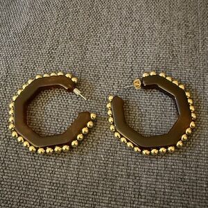 Sugar Fix by Bouble Bar Tortoise Shell Style Octagonal Hoop Earrings. Post Back.